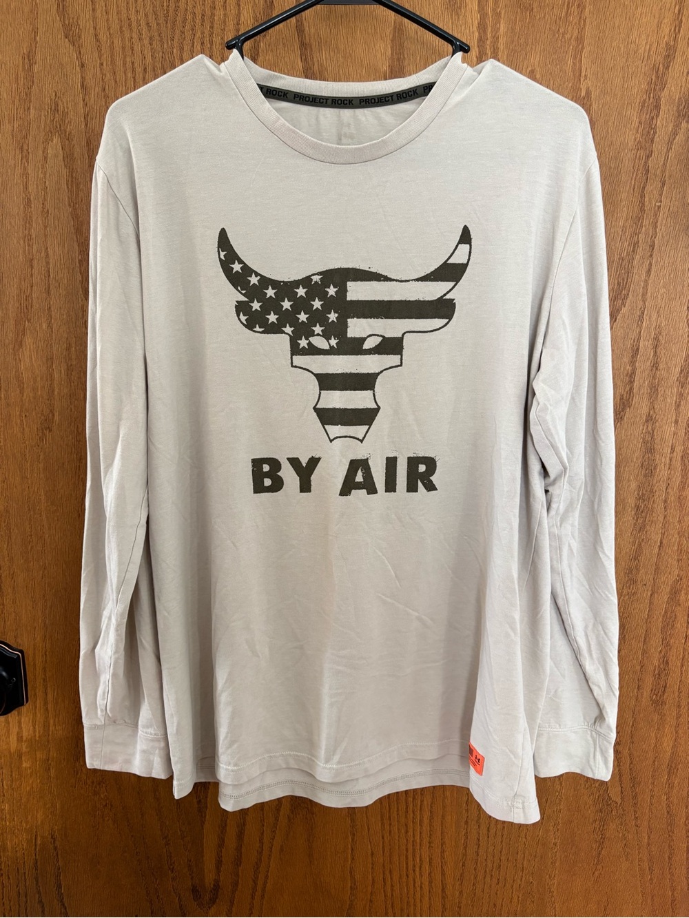 Under Armour Light Gray Long-Sleeve Graphic Tee with American Bull Logo